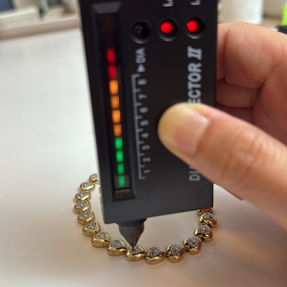 Womens 18K Yellow Gold Over Sterling Silver Diamond Hearts 7.5 Inch Bracelet - Picture 5 of 7